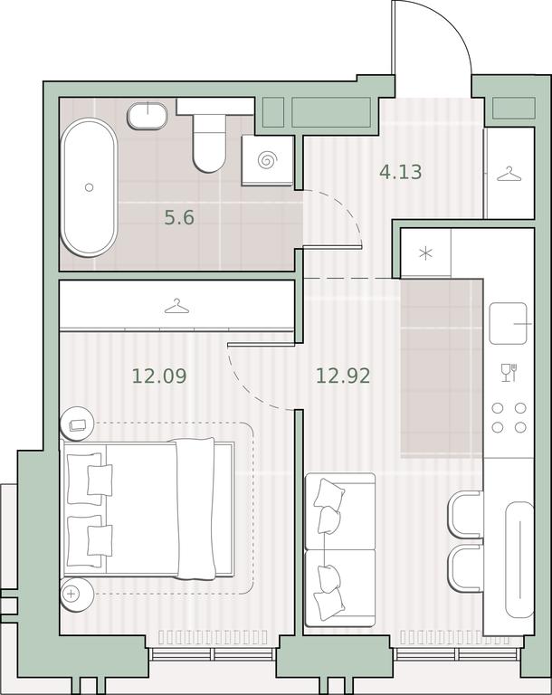 1-BD Apartment Sale, 34.74 sq. m. at Sreda na Kutuzovskom, Ivana Franko Street, Moscow, Russia #1