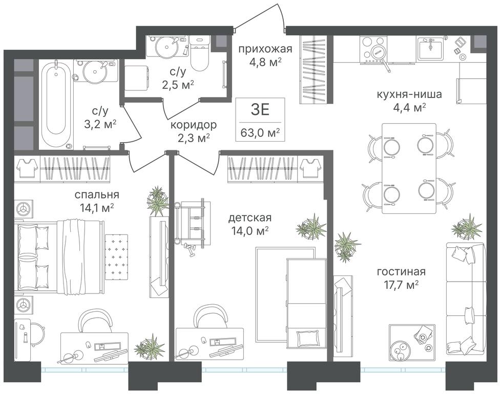 2-BD Apartment Sale, 63 sq. m. at Mikhalkovskiy, Mikhalkovskaya Street, 48, Moscow, Russia #1 2-BD Apartment Sale, 63 sq. m. at Mikhalkovskiy, Mikhalkovskaya Street, 48, Moscow, Russia #1