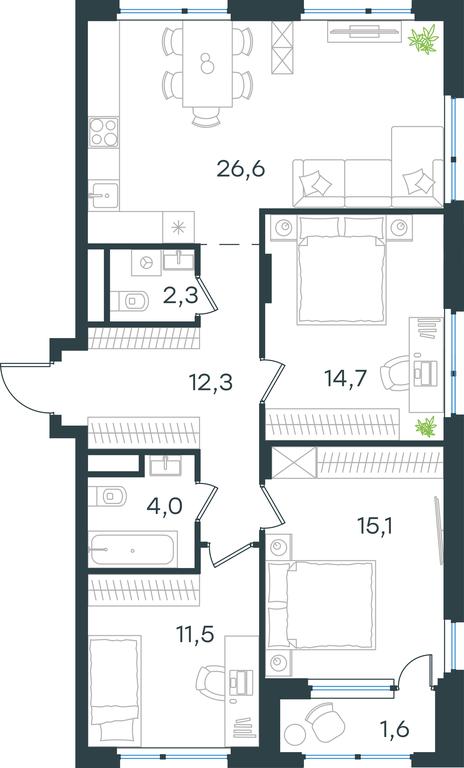 2-BD Apartment Sale, 88.1 sq. m. at Gorod V lesu, Gorod V Lesu Residential Complex, Village of Otradnoye, Krasnogorsk Urban District, Moscow Region, Russia #1