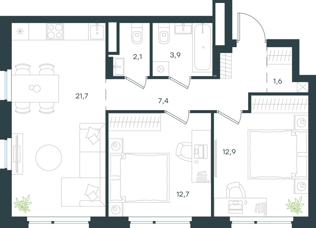 1-BD Apartment Sale, 62.3平方米 at Gorod V lesu, Gorod V Lesu Residential Complex, Village of Otradnoye, Krasnogorsk Urban District, Moscow Region, Russia #1 1-BD Apartment Sale, 62.3平方米 at Gorod V lesu, Gorod V Lesu Residential Complex, Village of Otradnoye, Krasnogorsk Urban District, Moscow Region, Russia #1