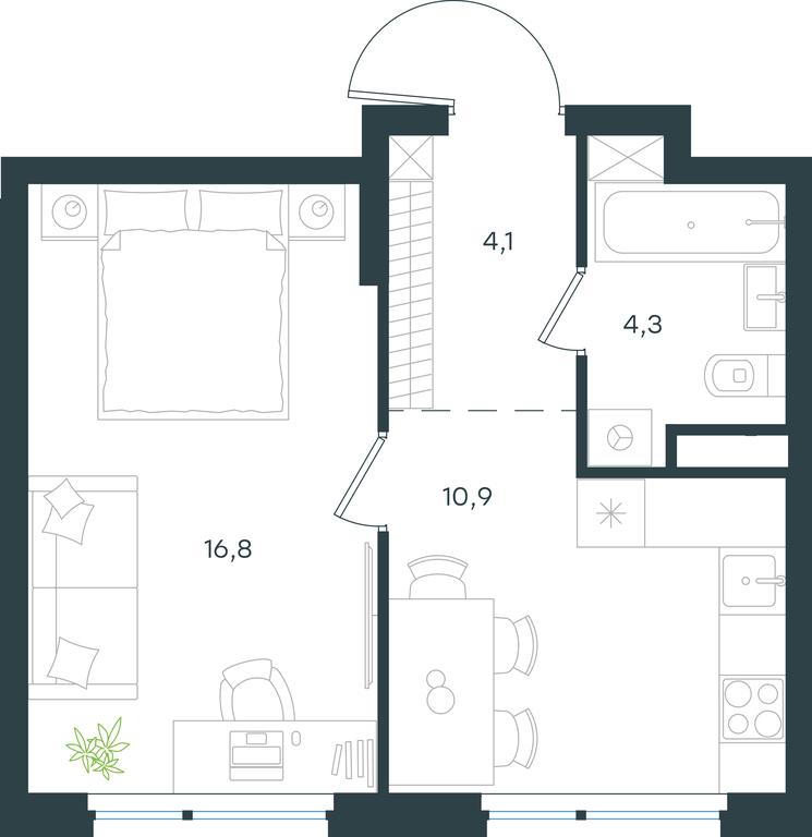 Apartment Sale, 36.1 sq. m. at Gorod V lesu, Gorod V Lesu Residential Complex, Village of Otradnoye, Krasnogorsk Urban District, Moscow Region, Russia #1