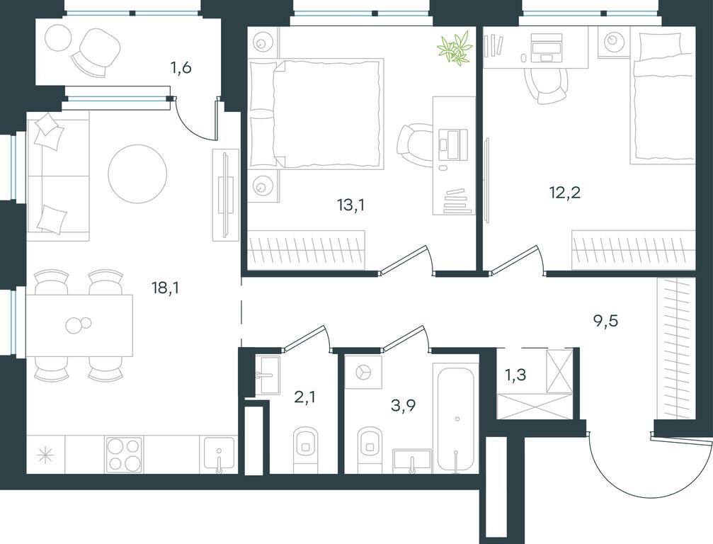 1-BD Apartment Sale, 61.8平方米 at Gorod V lesu, Gorod V Lesu Residential Complex, Village of Otradnoye, Krasnogorsk Urban District, Moscow Region, Russia #1 1-BD Apartment Sale, 61.8平方米 at Gorod V lesu, Gorod V Lesu Residential Complex, Village of Otradnoye, Krasnogorsk Urban District, Moscow Region, Russia #1