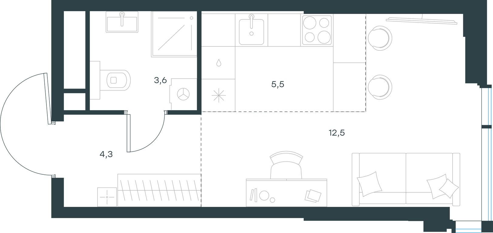 Apartment Sale, 25.9平方米 at Level Michurinskiy, Озёрная улица, вл1, Москва, Россия #1 Apartment Sale, 25.9平方米 at Level Michurinskiy, Озёрная улица, вл1, Москва, Россия #1