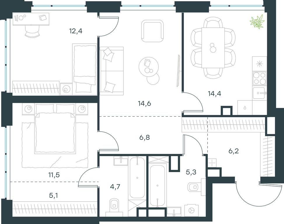 2-BD Apartment Sale, 81平方米 at Level Michurinskiy, Озёрная улица, вл1, Москва, Россия #1 2-BD Apartment Sale, 81平方米 at Level Michurinskiy, Озёрная улица, вл1, Москва, Россия #1