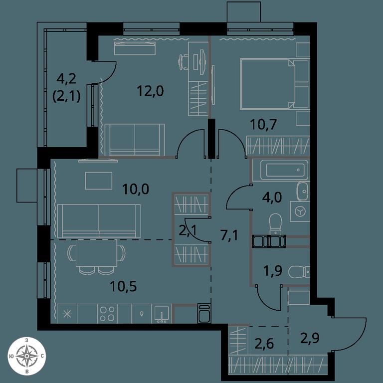 3-BD Apartment Sale, 65.9 sq. m. at 1-y Salarevskiy, Kiyevskoye Highway, Moskovskiy Settlement, Moscow, Russia #1