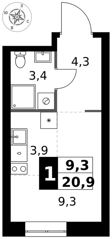 Apartment Sale, 20.9平方米 at 1 Izmajlovskij, Montazhnaya Street, 8с13, Moscow, Russia #1