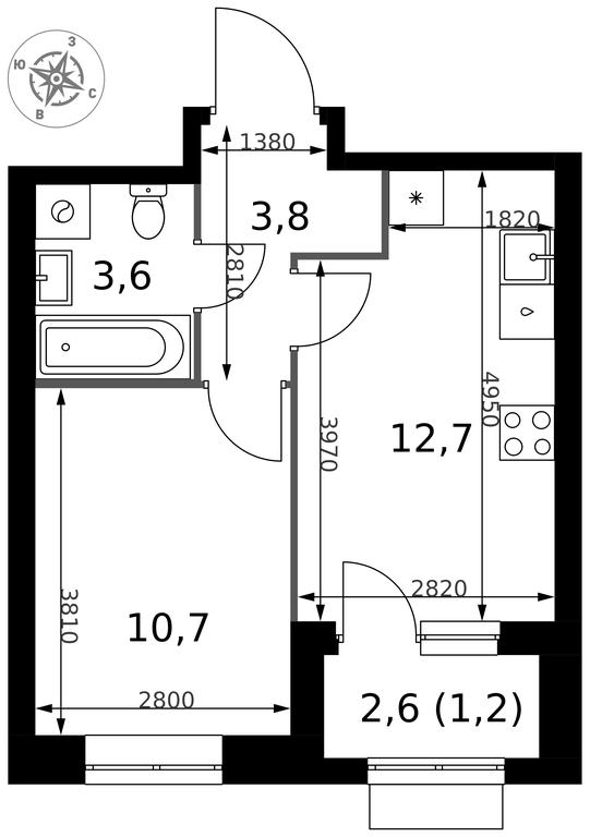 1-BD Apartment Sale, 32 sq. m. at 1 Izmajlovskij, Montazhnaya Street, 8с13, Moscow, Russia #2