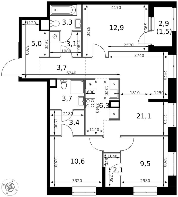 4-BD Apartment Sale, 86.2 sq. m. at 1 Izmajlovskij, Montazhnaya Street, 8с13, Moscow, Russia #2 4-BD Apartment Sale, 86.2 sq. m. at 1 Izmajlovskij, Montazhnaya Street, 8с13, Moscow, Russia #2