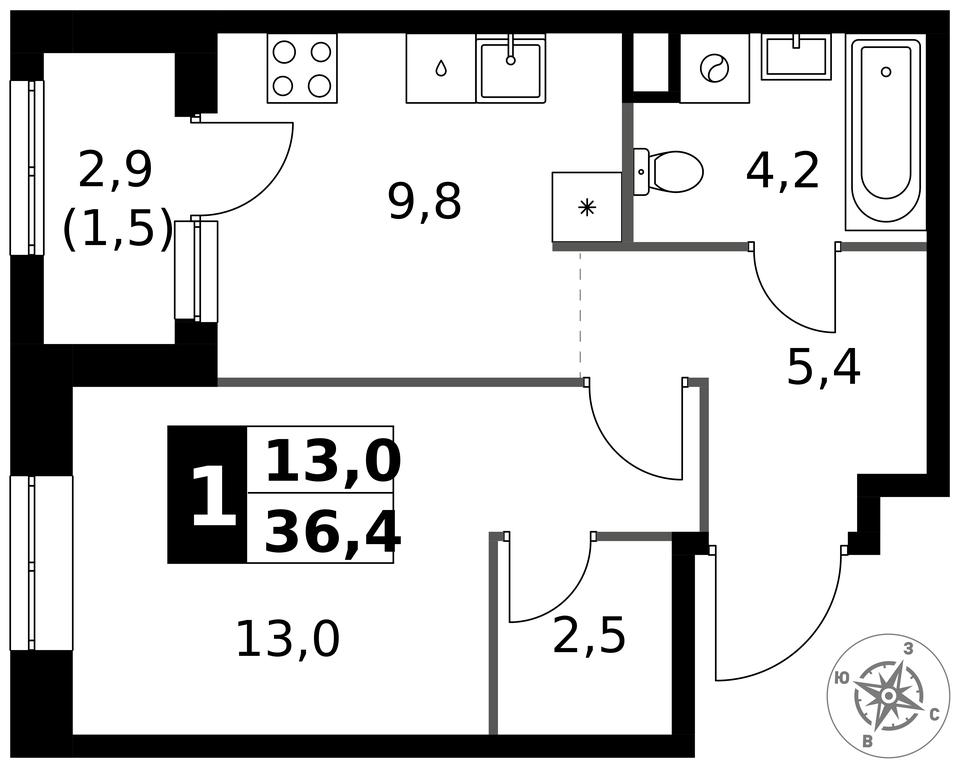 1-BD Apartment Sale, 36.4 sq. m. at 1 Izmajlovskij, Montazhnaya Street, 8с13, Moscow, Russia #1 1-BD Apartment Sale, 36.4 sq. m. at 1 Izmajlovskij, Montazhnaya Street, 8с13, Moscow, Russia #1