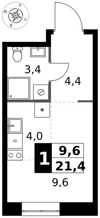 Apartment Sale, 21.4 sq. m. at 1 Izmajlovskij, Montazhnaya Street, 8с13, Moscow, Russia #1