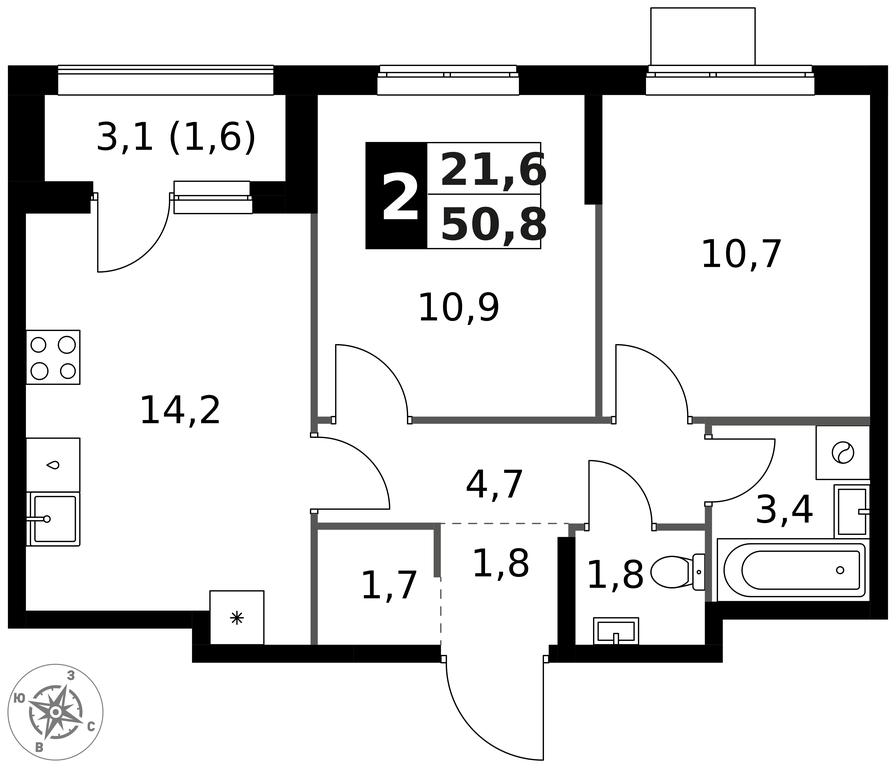 2-BD Apartment Sale, 50.8 sq. m. at 1 Izmajlovskij, Montazhnaya Street, 8с13, Moscow, Russia #1 2-BD Apartment Sale, 50.8 sq. m. at 1 Izmajlovskij, Montazhnaya Street, 8с13, Moscow, Russia #1