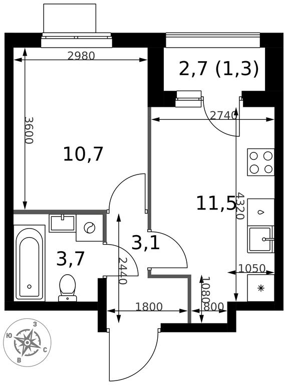 1-BD Apartment Sale, 30.3 sq. m. at 1 Izmajlovskij, Montazhnaya Street, 8с13, Moscow, Russia #2 1-BD Apartment Sale, 30.3 sq. m. at 1 Izmajlovskij, Montazhnaya Street, 8с13, Moscow, Russia #2