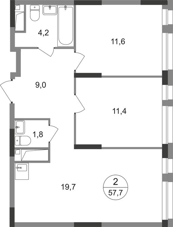 2-BD Apartment Sale, 57.7 sq. m. at Pervyi Moskovskiy, ulitsa Bianki, 1, Moskovskiy, Moscow, Russia #2 2-BD Apartment Sale, 57.7 sq. m. at Pervyi Moskovskiy, ulitsa Bianki, 1, Moskovskiy, Moscow, Russia #2