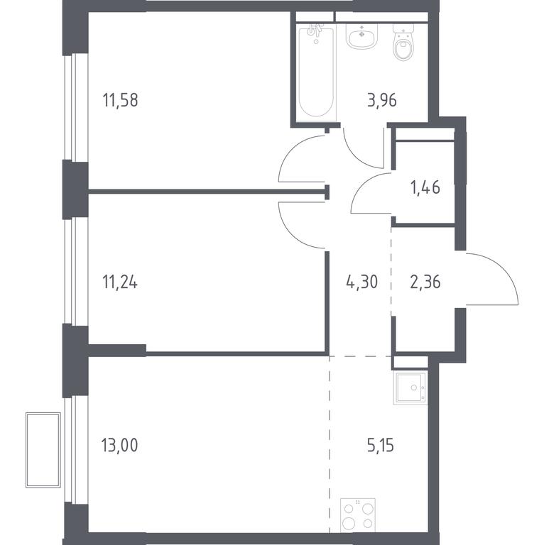 1-BD Apartment Sale, 53.05 sq. m. at Novoe Vidnoe, Kalinovka Village, Leninskiy City District, Moscow Region, Russia #1