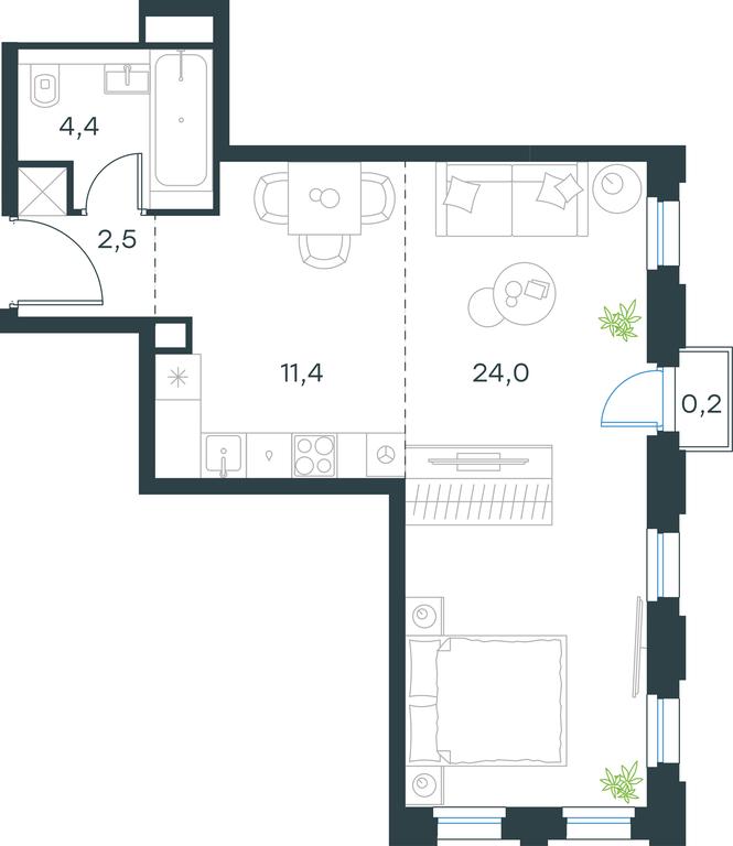 Apartment Sale, 42.5 sq. m. at Level Seligerskaya, Ilmenskiy Drive, 12, Moscow, Russia #1