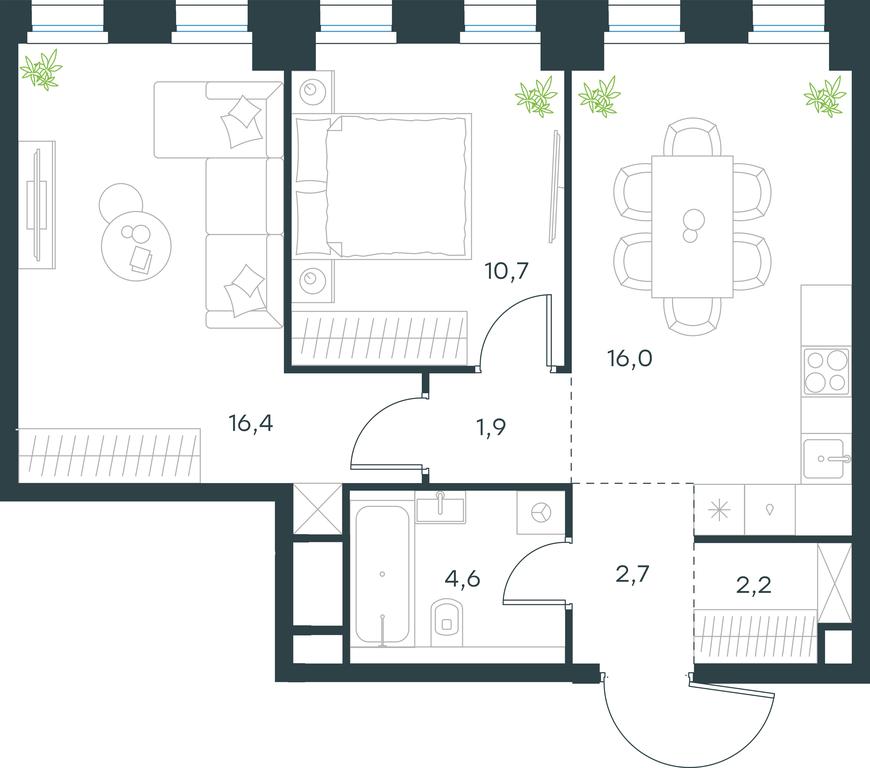 1-BD Apartment Sale, 54.5 sq. m. at Level Seligerskaya, Ilmenskiy Drive, 12, Moscow, Russia #1