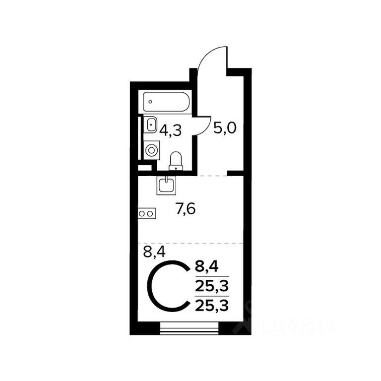 Apartment Sale, 25.3 sq. m. at Novye Vatutinki. Kvartal u vody, mikrorayon Zarechny, zhiloy rayon Novyye Vatutinki, Troitsk District, Moscow, Russia #1