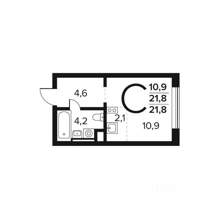 Apartment Sale, 21.8 sq. m. at Novye Vatutinki. Kvartal u vody, mikrorayon Zarechny, zhiloy rayon Novyye Vatutinki, Troitsk District, Moscow, Russia #1