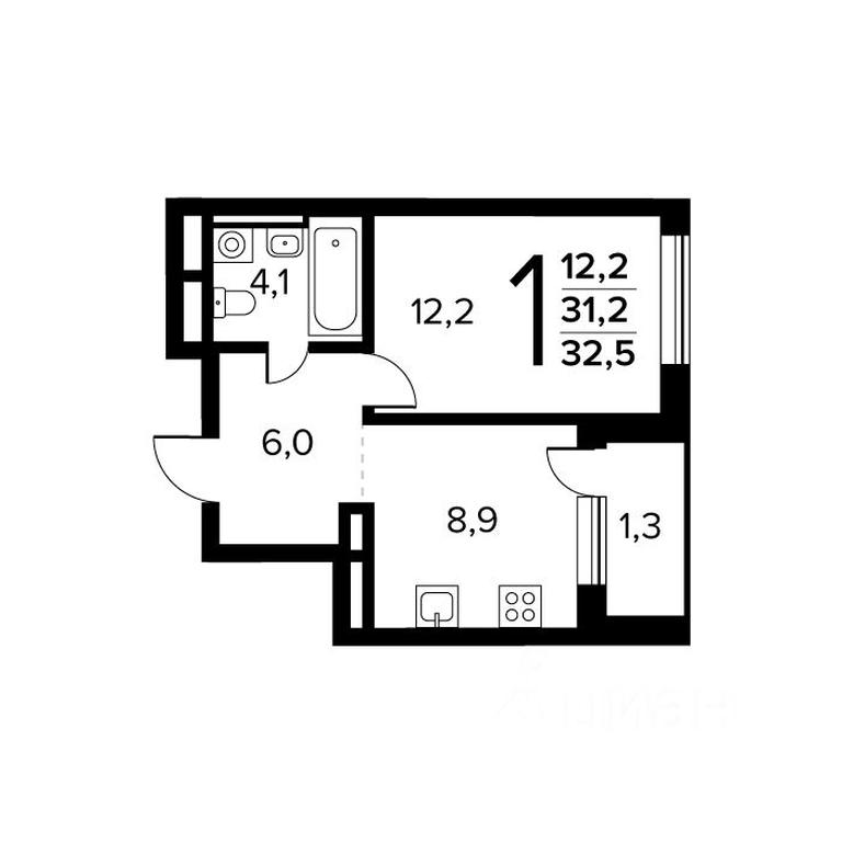 Apartment Sale, 32.5 sq. m. at Novye Vatutinki. Kvartal u vody, mikrorayon Zarechny, zhiloy rayon Novyye Vatutinki, Troitsk District, Moscow, Russia #1