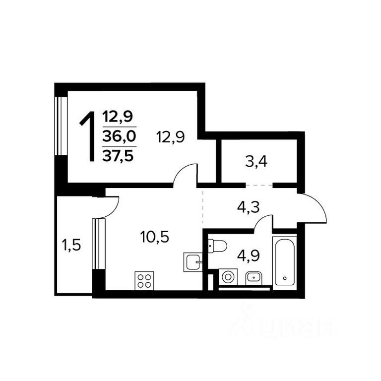 Apartment Sale, 37.5平方米 at Novye Vatutinki. Kvartal u vody, mikrorayon Zarechny, zhiloy rayon Novyye Vatutinki, Troitsk District, Moscow, Russia #1 Apartment Sale, 37.5平方米 at Novye Vatutinki. Kvartal u vody, mikrorayon Zarechny, zhiloy rayon Novyye Vatutinki, Troitsk District, Moscow, Russia #1