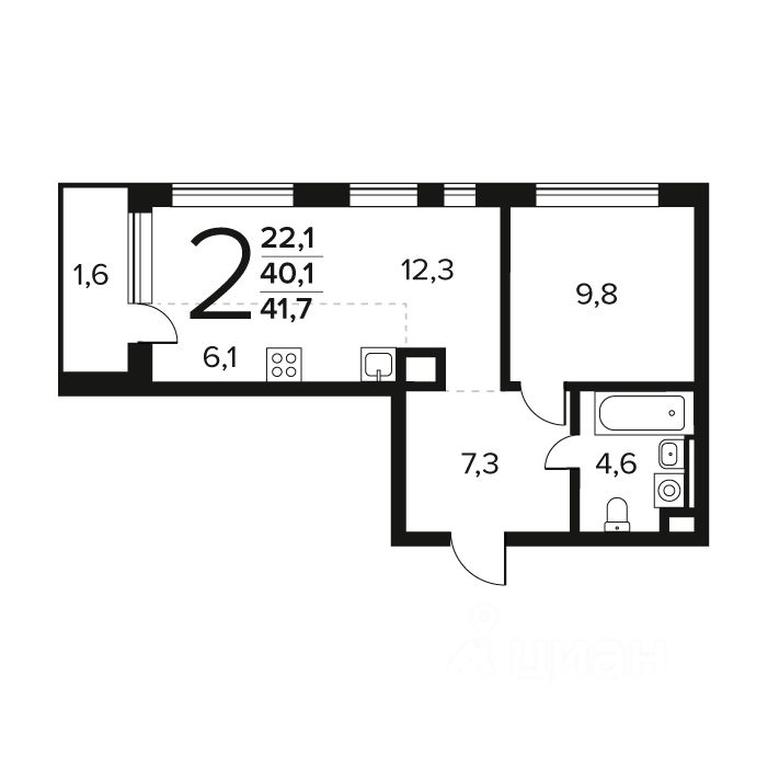 1-BD Apartment Sale, 41.7 sq. m. at Novye Vatutinki. Kvartal u vody, mikrorayon Zarechny, zhiloy rayon Novyye Vatutinki, Troitsk District, Moscow, Russia #1