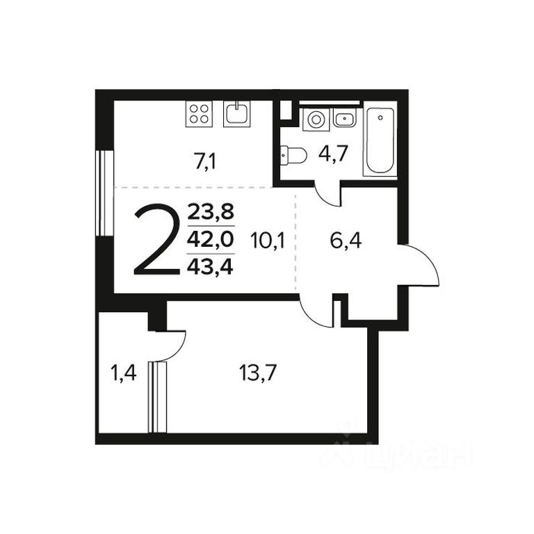 1-BD Apartment Sale, 43.4平方米 at Novye Vatutinki. Kvartal u vody, mikrorayon Zarechny, zhiloy rayon Novyye Vatutinki, Troitsk District, Moscow, Russia #1 1-BD Apartment Sale, 43.4平方米 at Novye Vatutinki. Kvartal u vody, mikrorayon Zarechny, zhiloy rayon Novyye Vatutinki, Troitsk District, Moscow, Russia #1