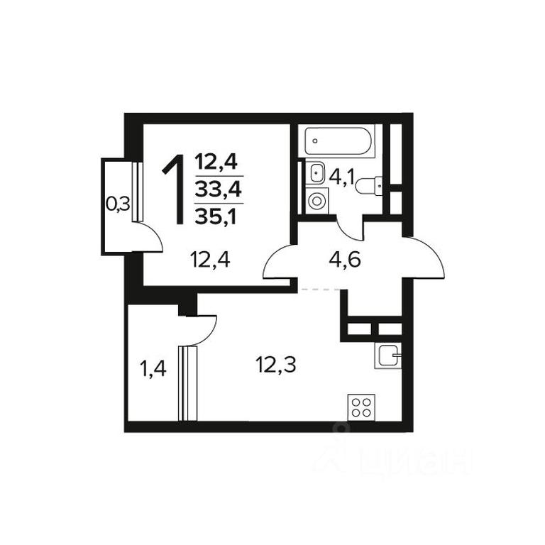 Apartment Sale, 35.1 sq. m. at Novye Vatutinki. Kvartal u vody, mikrorayon Zarechny, zhiloy rayon Novyye Vatutinki, Troitsk District, Moscow, Russia #1 Apartment Sale, 35.1 sq. m. at Novye Vatutinki. Kvartal u vody, mikrorayon Zarechny, zhiloy rayon Novyye Vatutinki, Troitsk District, Moscow, Russia #1