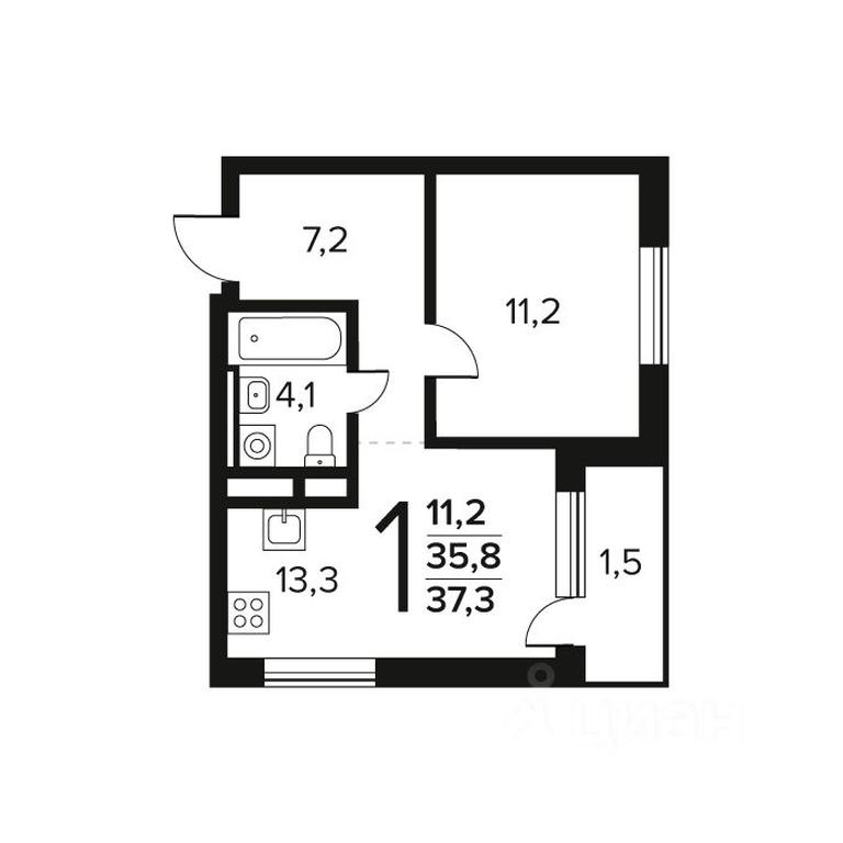 Apartment Sale, 37.3 sq. m. at Novye Vatutinki. Kvartal u vody, mikrorayon Zarechny, zhiloy rayon Novyye Vatutinki, Troitsk District, Moscow, Russia #1