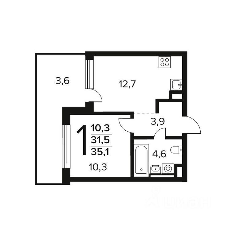 Apartment Sale, 35.1 sq. m. at Novye Vatutinki. Kvartal u vody, mikrorayon Zarechny, zhiloy rayon Novyye Vatutinki, Troitsk District, Moscow, Russia #1 Apartment Sale, 35.1 sq. m. at Novye Vatutinki. Kvartal u vody, mikrorayon Zarechny, zhiloy rayon Novyye Vatutinki, Troitsk District, Moscow, Russia #1