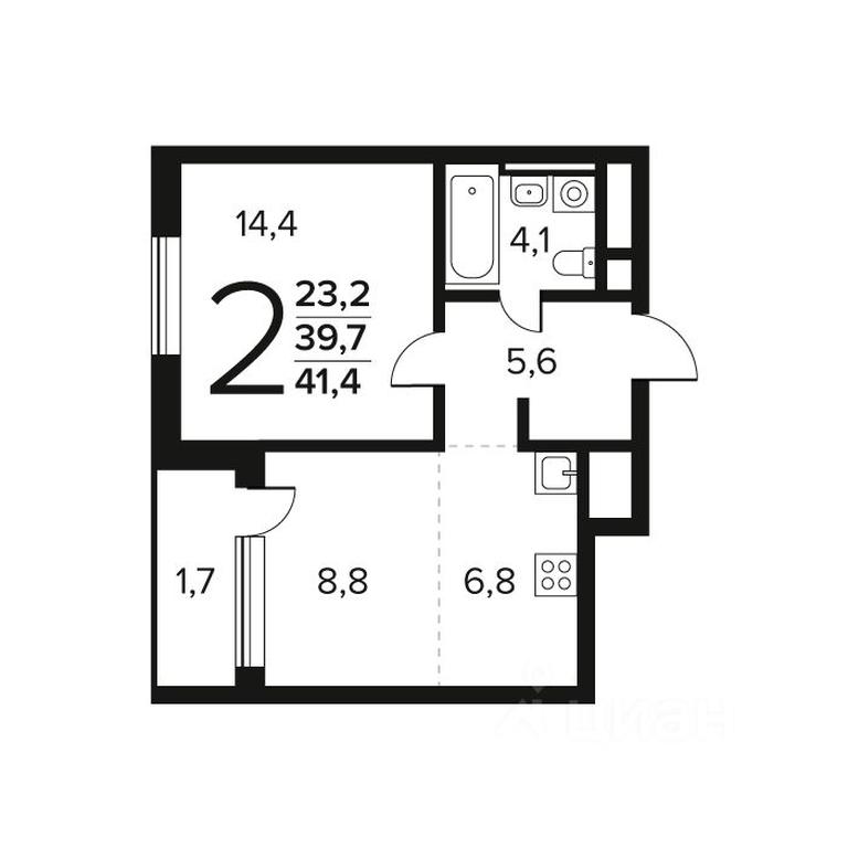1-BD Apartment Sale, 41.4 sq. m. at Novye Vatutinki. Kvartal u vody, mikrorayon Zarechny, zhiloy rayon Novyye Vatutinki, Troitsk District, Moscow, Russia #1