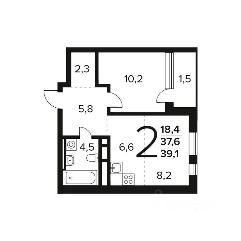 1-BD Apartment Sale, 39.1 sq. m. at Novye Vatutinki. Kvartal u vody, mikrorayon Zarechny, zhiloy rayon Novyye Vatutinki, Troitsk District, Moscow, Russia #1