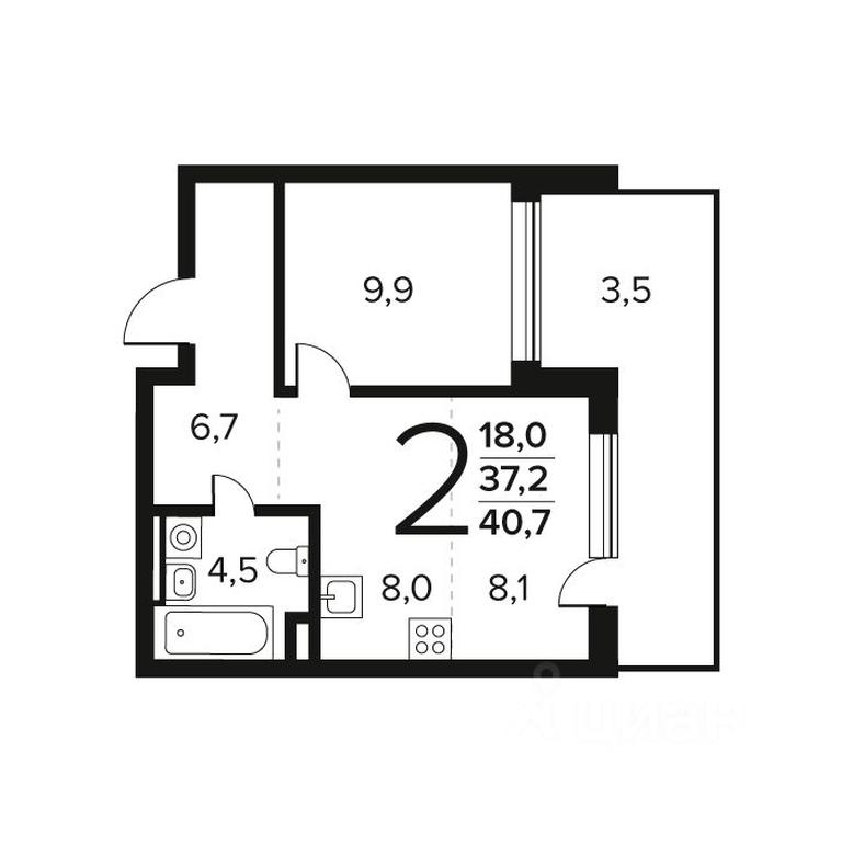 1-BD Apartment Sale, 40.7 sq. m. at Novye Vatutinki. Kvartal u vody, mikrorayon Zarechny, zhiloy rayon Novyye Vatutinki, Troitsk District, Moscow, Russia #1
