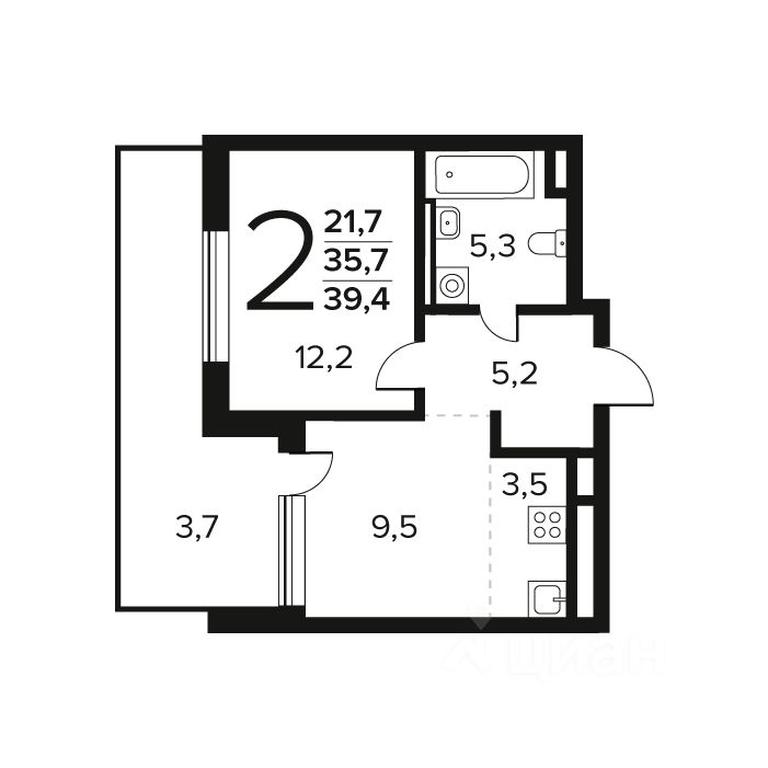 1-BD Apartment Sale, 39.4 sq. m. at Novye Vatutinki. Kvartal u vody, mikrorayon Zarechny, zhiloy rayon Novyye Vatutinki, Troitsk District, Moscow, Russia #1