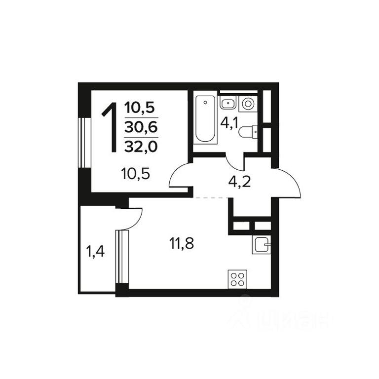 Apartment Sale, 32 sq. m. at Novye Vatutinki. Kvartal u vody, mikrorayon Zarechny, zhiloy rayon Novyye Vatutinki, Troitsk District, Moscow, Russia #1