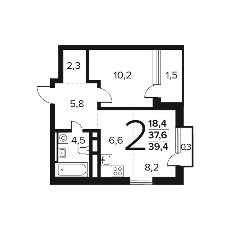 1-BD Apartment Sale, 39.4 sq. m. at Novye Vatutinki. Kvartal u vody, mikrorayon Zarechny, zhiloy rayon Novyye Vatutinki, Troitsk District, Moscow, Russia #1
