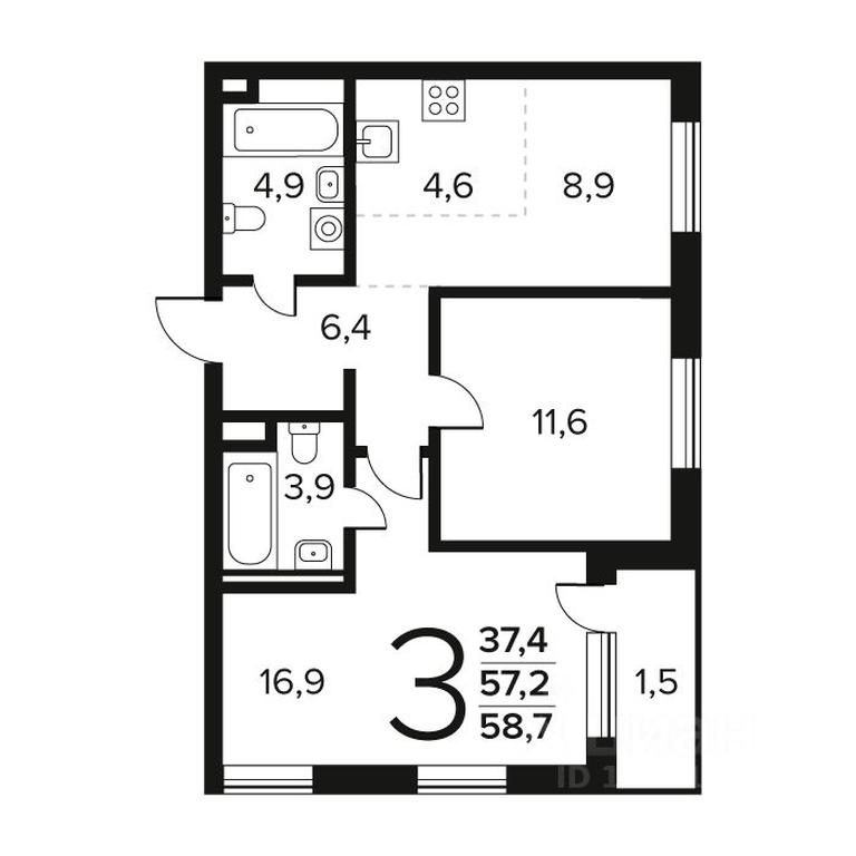 2-BD Apartment Sale, 58.7 sq. m. at Novye Vatutinki. Kvartal u vody, mikrorayon Zarechny, zhiloy rayon Novyye Vatutinki, Troitsk District, Moscow, Russia #1 2-BD Apartment Sale, 58.7 sq. m. at Novye Vatutinki. Kvartal u vody, mikrorayon Zarechny, zhiloy rayon Novyye Vatutinki, Troitsk District, Moscow, Russia #1