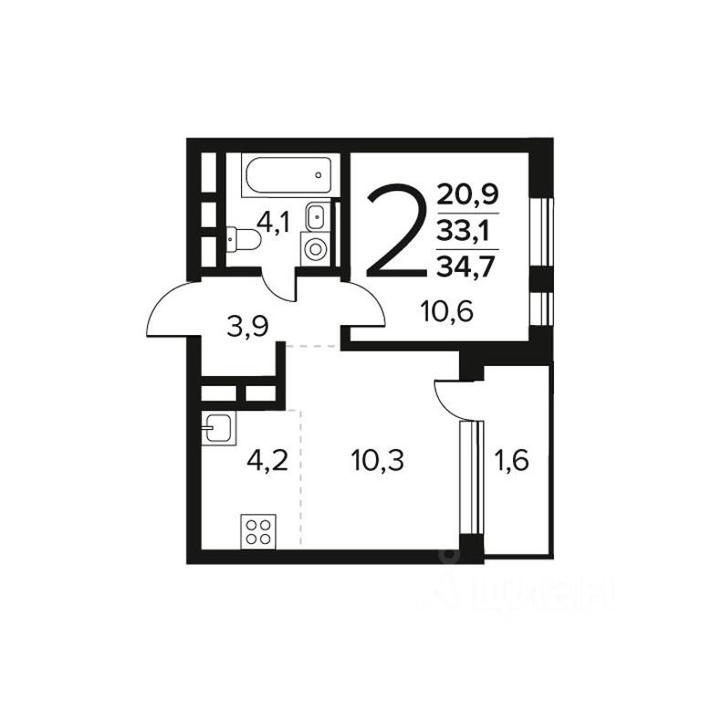 1-BD Apartment Sale, 34.7平方米 at Novye Vatutinki. Kvartal u vody, mikrorayon Zarechny, zhiloy rayon Novyye Vatutinki, Troitsk District, Moscow, Russia #1 1-BD Apartment Sale, 34.7平方米 at Novye Vatutinki. Kvartal u vody, mikrorayon Zarechny, zhiloy rayon Novyye Vatutinki, Troitsk District, Moscow, Russia #1