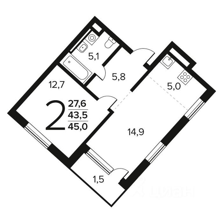 1-BD Apartment Sale, 45 sq. m. at Novye Vatutinki. Kvartal u vody, mikrorayon Zarechny, zhiloy rayon Novyye Vatutinki, Troitsk District, Moscow, Russia #1 1-BD Apartment Sale, 45 sq. m. at Novye Vatutinki. Kvartal u vody, mikrorayon Zarechny, zhiloy rayon Novyye Vatutinki, Troitsk District, Moscow, Russia #1