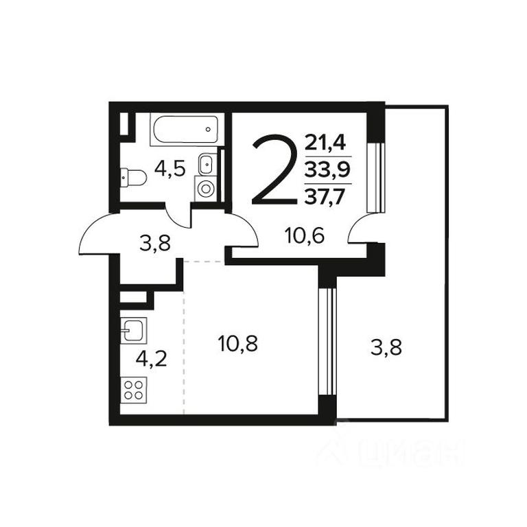 Продажа 1-комн. квартиры, 37,7 м² в ЖК «Новые Ватутинки. Квартал у воды », микрорайон Заречный, жилой район Новые Ватутинки, район Троицк, Москва, Россия #1