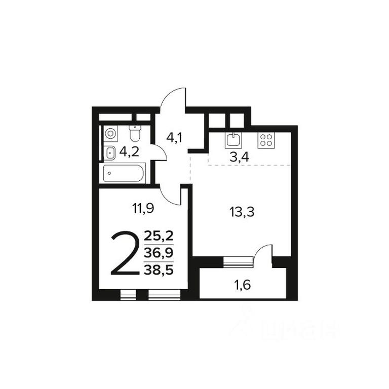 1-BD Apartment Sale, 38.5 sq. m. at Novye Vatutinki. Kvartal u vody, mikrorayon Zarechny, zhiloy rayon Novyye Vatutinki, Troitsk District, Moscow, Russia #1