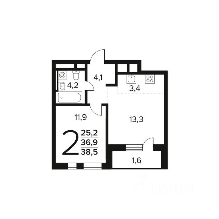 1-BD Apartment Sale, 38.5 sq. m. at Novye Vatutinki. Kvartal u vody, mikrorayon Zarechny, zhiloy rayon Novyye Vatutinki, Troitsk District, Moscow, Russia #1
