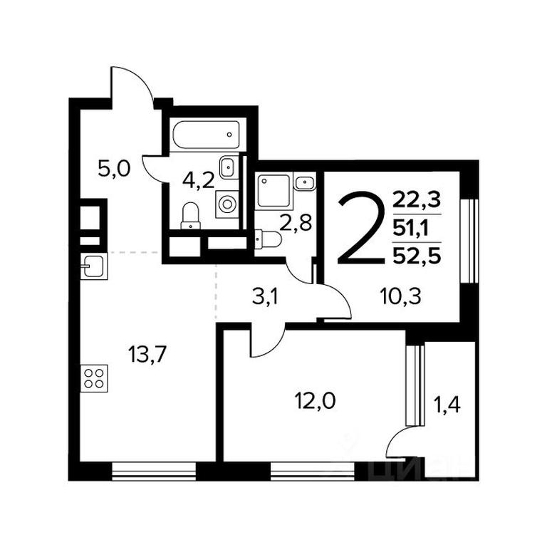 1-BD Apartment Sale, 52.5平方米 at Novye Vatutinki. Kvartal u vody, mikrorayon Zarechny, zhiloy rayon Novyye Vatutinki, Troitsk District, Moscow, Russia #1 1-BD Apartment Sale, 52.5平方米 at Novye Vatutinki. Kvartal u vody, mikrorayon Zarechny, zhiloy rayon Novyye Vatutinki, Troitsk District, Moscow, Russia #1