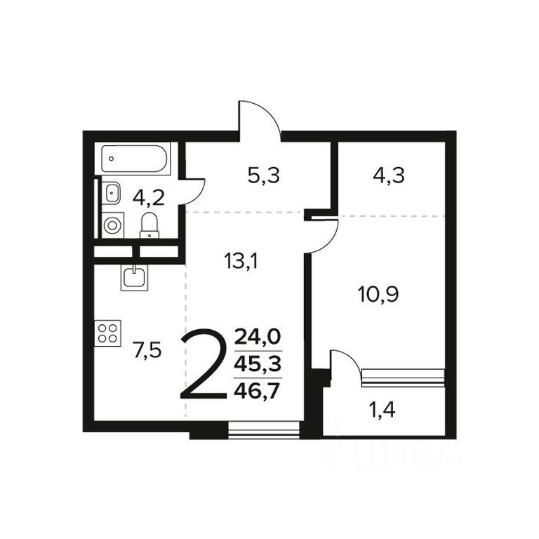 1-BD Apartment Sale, 46.7 sq. m. at Novye Vatutinki. Kvartal u vody, mikrorayon Zarechny, zhiloy rayon Novyye Vatutinki, Troitsk District, Moscow, Russia #1 1-BD Apartment Sale, 46.7 sq. m. at Novye Vatutinki. Kvartal u vody, mikrorayon Zarechny, zhiloy rayon Novyye Vatutinki, Troitsk District, Moscow, Russia #1