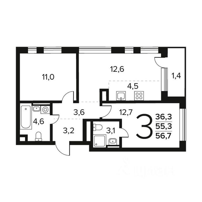 2-BD Apartment Sale, 56.7 sq. m. at Novye Vatutinki. Kvartal u vody, mikrorayon Zarechny, zhiloy rayon Novyye Vatutinki, Troitsk District, Moscow, Russia #1 2-BD Apartment Sale, 56.7 sq. m. at Novye Vatutinki. Kvartal u vody, mikrorayon Zarechny, zhiloy rayon Novyye Vatutinki, Troitsk District, Moscow, Russia #1