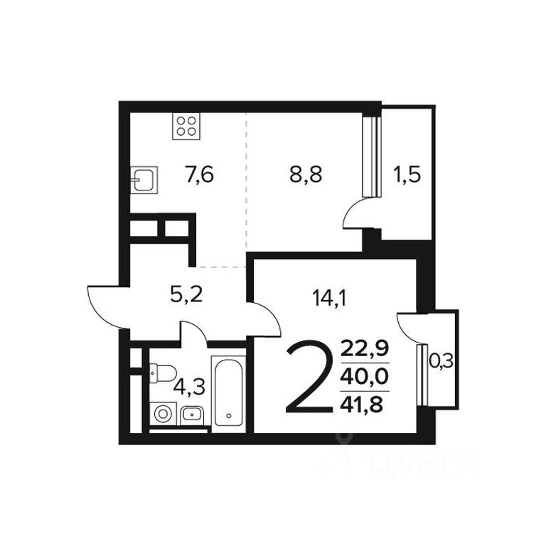 1-BD Apartment Sale, 41.8 sq. m. at Novye Vatutinki. Kvartal u vody, mikrorayon Zarechny, zhiloy rayon Novyye Vatutinki, Troitsk District, Moscow, Russia #1 1-BD Apartment Sale, 41.8 sq. m. at Novye Vatutinki. Kvartal u vody, mikrorayon Zarechny, zhiloy rayon Novyye Vatutinki, Troitsk District, Moscow, Russia #1