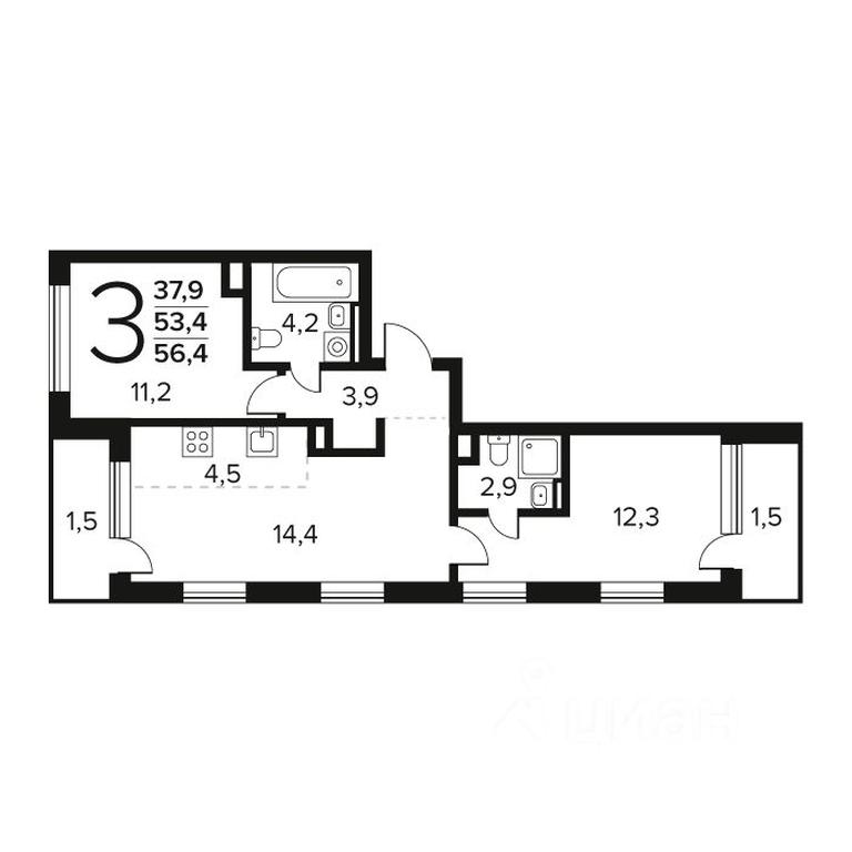 2-BD Apartment Sale, 56.4 sq. m. at Novye Vatutinki. Kvartal u vody, mikrorayon Zarechny, zhiloy rayon Novyye Vatutinki, Troitsk District, Moscow, Russia #1 2-BD Apartment Sale, 56.4 sq. m. at Novye Vatutinki. Kvartal u vody, mikrorayon Zarechny, zhiloy rayon Novyye Vatutinki, Troitsk District, Moscow, Russia #1