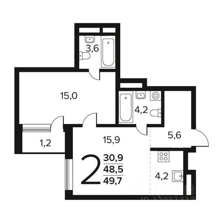 1-BD Apartment Sale, 49.7 sq. m. at Novye Vatutinki. Kvartal u vody, mikrorayon Zarechny, zhiloy rayon Novyye Vatutinki, Troitsk District, Moscow, Russia #1 1-BD Apartment Sale, 49.7 sq. m. at Novye Vatutinki. Kvartal u vody, mikrorayon Zarechny, zhiloy rayon Novyye Vatutinki, Troitsk District, Moscow, Russia #1