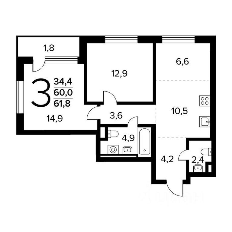 2-BD Apartment Sale, 61.8 sq. m. at Novye Vatutinki. Kvartal u vody, mikrorayon Zarechny, zhiloy rayon Novyye Vatutinki, Troitsk District, Moscow, Russia #1 2-BD Apartment Sale, 61.8 sq. m. at Novye Vatutinki. Kvartal u vody, mikrorayon Zarechny, zhiloy rayon Novyye Vatutinki, Troitsk District, Moscow, Russia #1