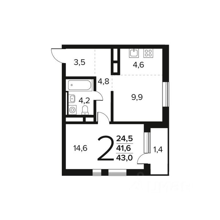 Продажа 1-комн. квартиры, 43 м² в ЖК «Новые Ватутинки. Квартал у воды », микрорайон Заречный, жилой район Новые Ватутинки, район Троицк, Москва, Россия #1