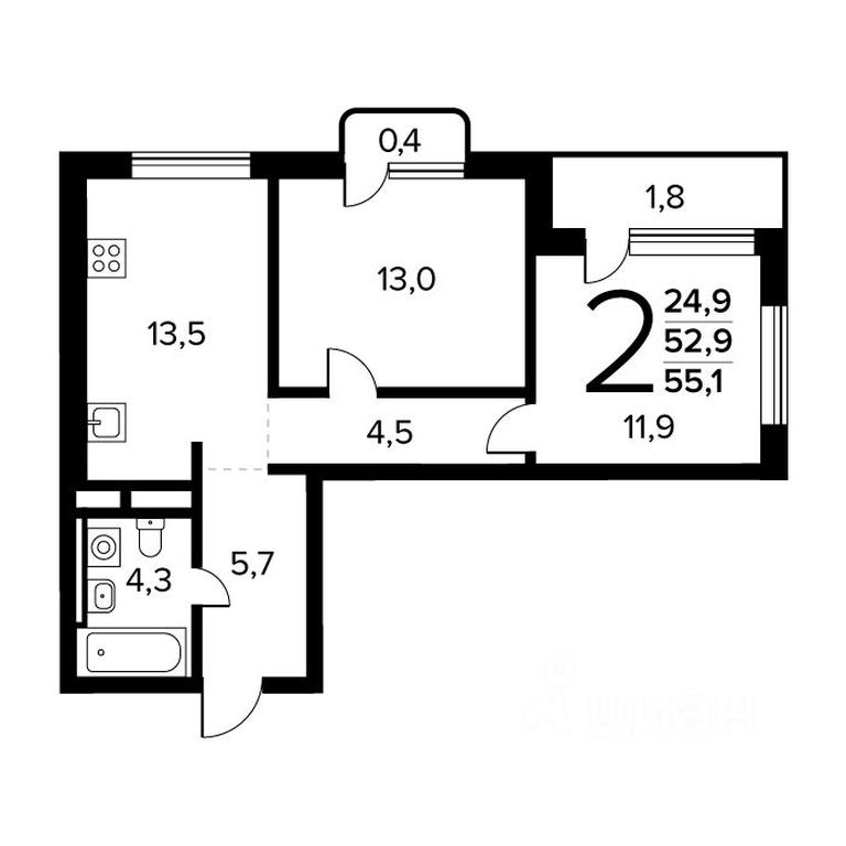 1-BD Apartment Sale, 55.1 sq. m. at Novye Vatutinki. Kvartal u vody, mikrorayon Zarechny, zhiloy rayon Novyye Vatutinki, Troitsk District, Moscow, Russia #1 1-BD Apartment Sale, 55.1 sq. m. at Novye Vatutinki. Kvartal u vody, mikrorayon Zarechny, zhiloy rayon Novyye Vatutinki, Troitsk District, Moscow, Russia #1